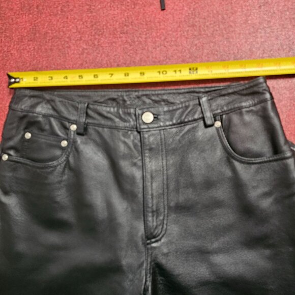 Vintage 90s Newport News Jeanology Black Leather Pants 14 Baddie Deadstock NWT - Picture 6 of 10